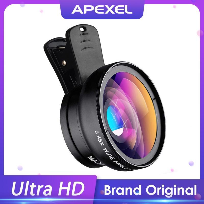 APEXEL Phone Lens kit 0.45x Super Wide Angle & 12.5x Macro Micro Lens HD Camera Lentes for iPhone 6S 7 Xiaomi more cellphones