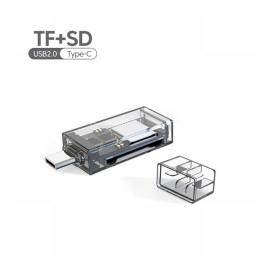 Transparent USB Type-C SD Mini TF Card Reader Dual Card Reader Smart Cardreader For Cellphone SD Card Adapter Laptop Accessories