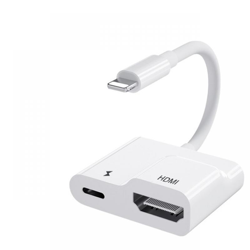 Lightning to HDMI Digtial AV Adapter,iPhone toTV/Projector Connector with Charging/SD/TF/USB Port,Support 1080P Video Sync Scree