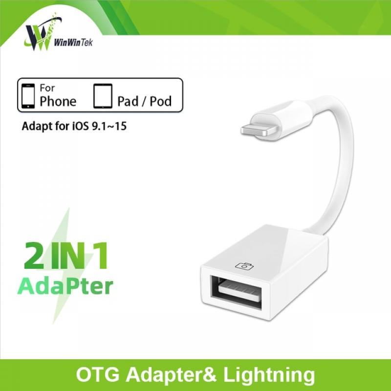 USB3 OTG Adapter for Lighting iPhone, Cable Cord with Charging for Lighting iPad and SD/TF Card Reader Support 3.5mm AUX Audio