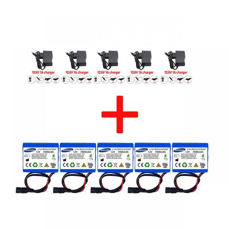 12V 7000mAh Li-ion Rechargeable Batteries with BMS Lithium Battery packs Protection Board for Monitoring+12.6V Charger
