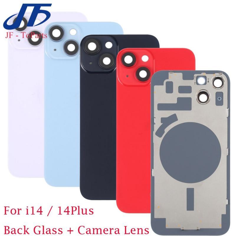 10Pcs Replacement For iPhone 14 Plus Back Battery Glass With Camera Lens Frame Bezel Cover Rear Door Metal Plates Parts