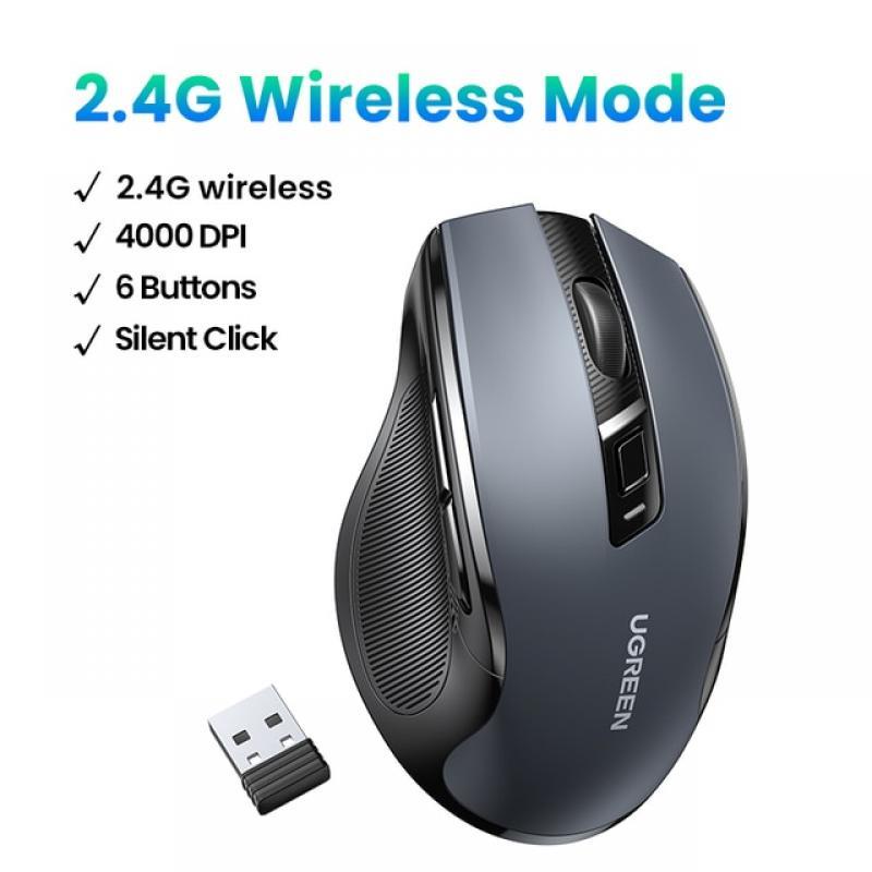 【Top Sale】UGREEN Mouse Wireless Ergonomic Mouse 4000 DPI Silent 6 Buttons For MacBook Tablet Laptop Mute Mice Quiet 2.4G Mouse