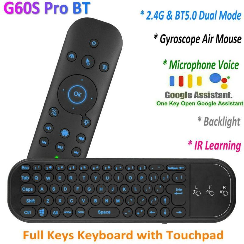 G60S Pro BT 5.0 & 2.4G Gyroscope Air Mouse Bluetooth Remote Control Wireless Mini Keyboard for Android Smart TV Box Computer PC