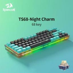 Redragon TS 68 65Percent RGB 2.4Ghz/ Bluetooth/USB-C Wireless Gaming Keyboard Double Sound Absorbing Silicone Pad For Win/MAC/iOS