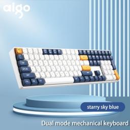 Aigo A108 Gaming Mechanical Keyboard 2.4G Wireless USB Type-c Wired Yellow Switch 110 Key Hot Swap Rechargeable Gamer Keyboard