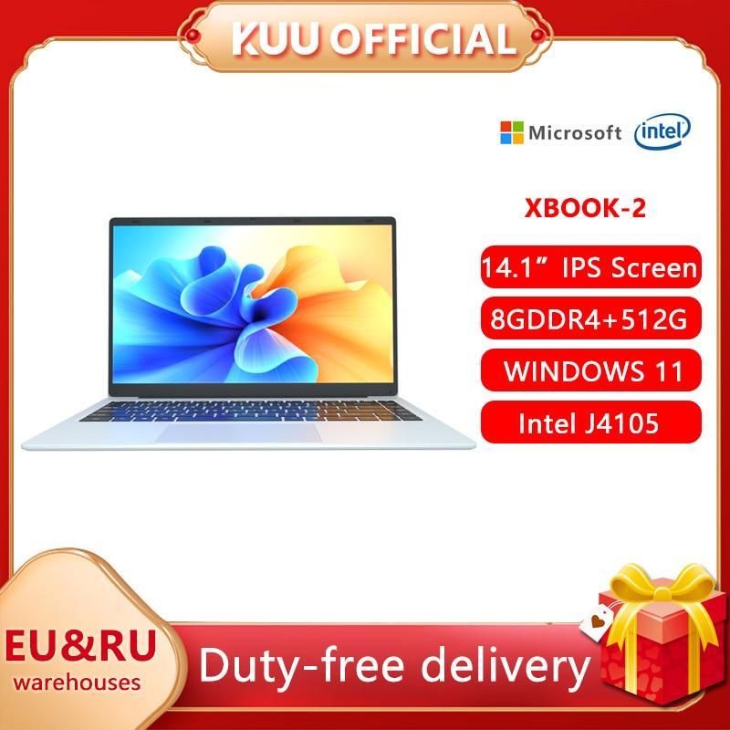 KUU Notebook 14.1 FHD Screen Intel Celeron J4105 8GB RAM 128GB SSD Windows 11 Student Laptops WiFi Bluetooth Camera Cheaper