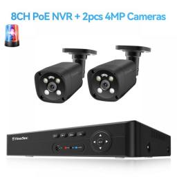 TinoSec H.265 8CH NVR 4MP Security IP Camera System Face Detect Outdoor Bullet AI Camera 2-way Audio Color Night Vision P2P CCTV