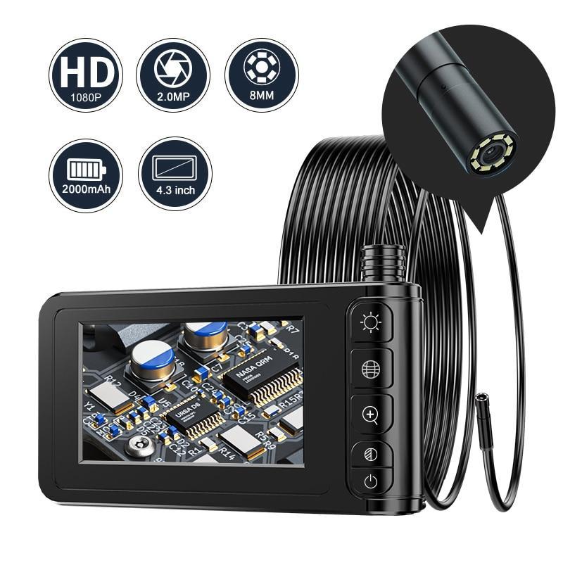 1080P Digital Endoscope Camera 4.3" IPS Screen IP67 Waterproof Car Pipe Inspection Borescope 2000mAh For Car Automotive Scope